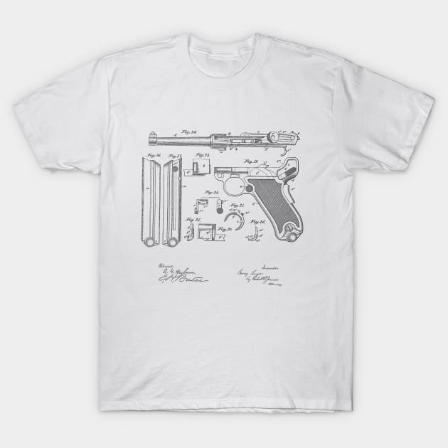 Gun Design Vintage Patent Hand Drawing T-Shirt by TheYoungDesigns